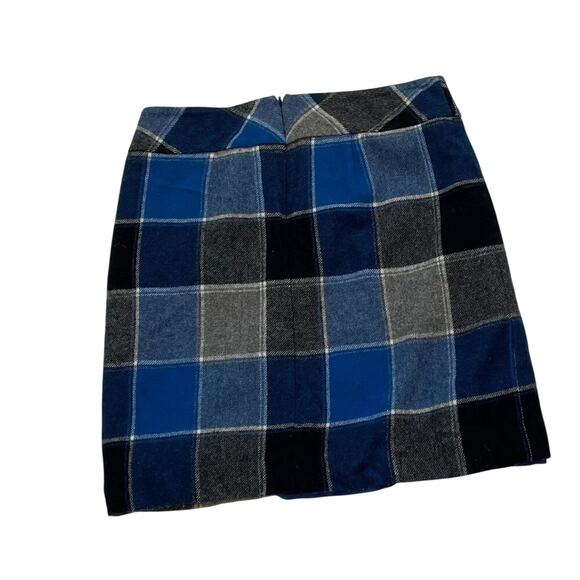 Talbots Wool Blend Blue, Black, Gray Plaid Mini Skirt, Preppy, Academia, Size 6 - Picture 2 of 10